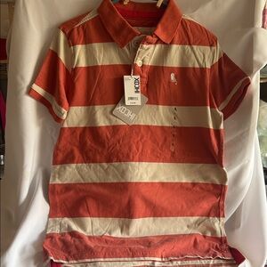 HCOX Striped Polo Shirt in Orange and Cream